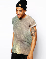 ASOS T-Shirt With Acid Wash And Rolled Sleeves